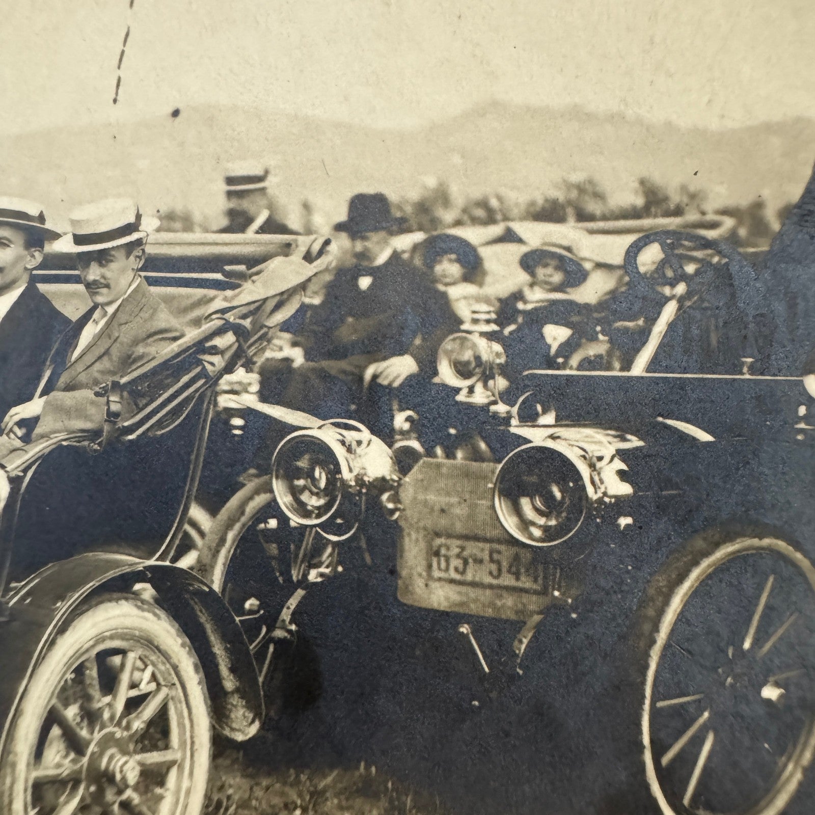 Vintage Photograph Photo People with Early Antique Car Automobile