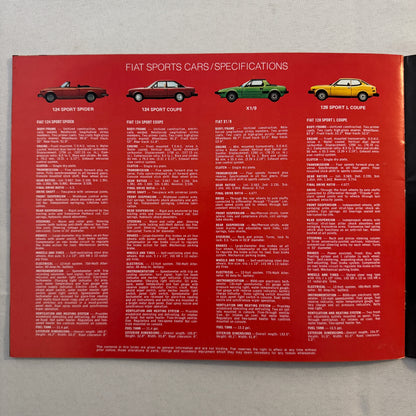 1974 Fiat Sports Car Sales Brochure Catalog 124 Sport Spider X1/9 X19 Sport L