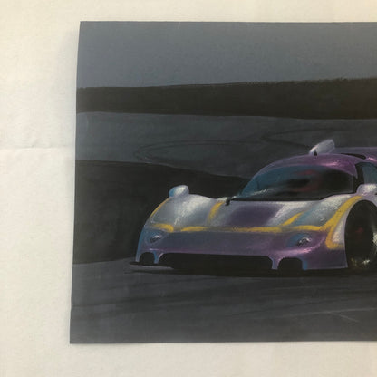 Vintage Jaguar XJR9 Silk Cut Racing Illustration Drawing Sketch Original Art