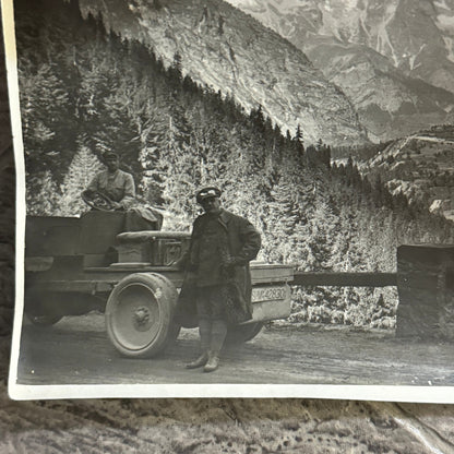 Vintage Photograph Photo Early Automobile Car Men on Mountain Road
