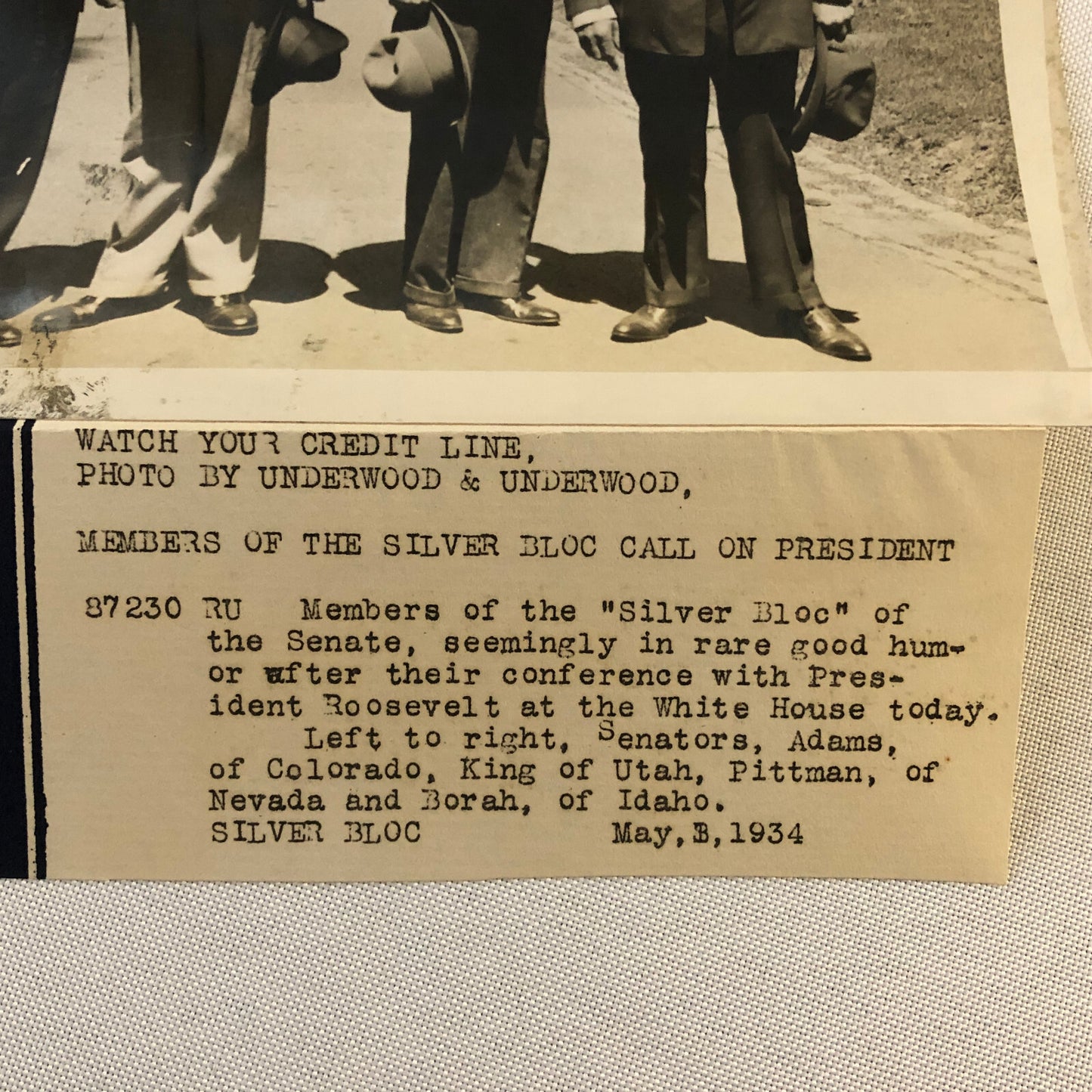 Press Photo Photograph Silver Bloc Senators Senate President Roosevelt 1934