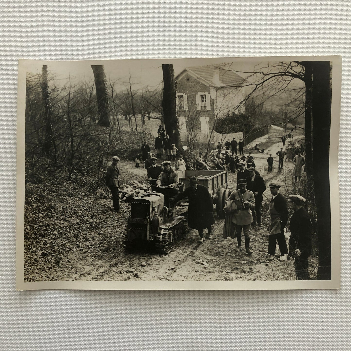 Antique Photo Photograph Road Clearing Tractor Vehicle 1920s Meurisse Rally ? 