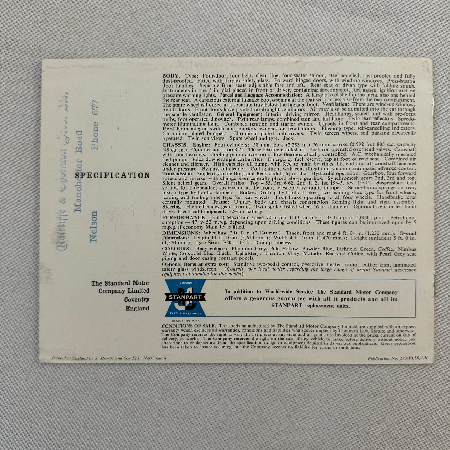 Standard Eight Car Sales Brochure Catalog Advertising Vintage