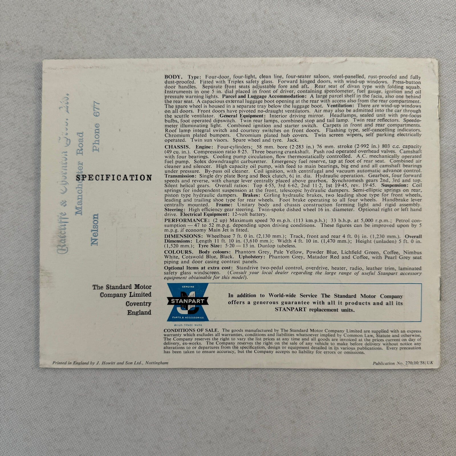 Standard Eight Car Sales Brochure Catalog Advertising Vintage