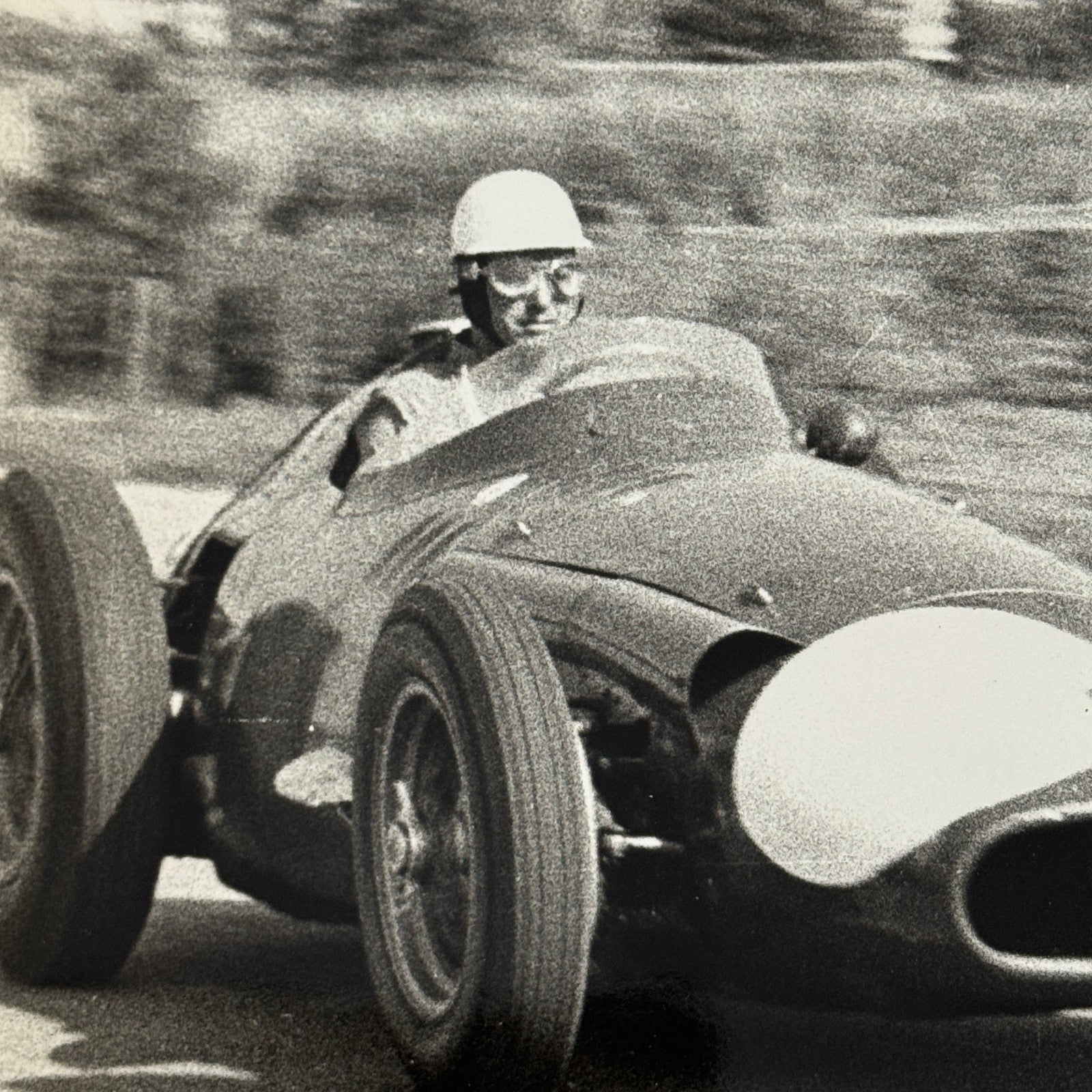 Juan Manuel Fangio in Maserati Racing Car Vintage Press Photo Photograph Print