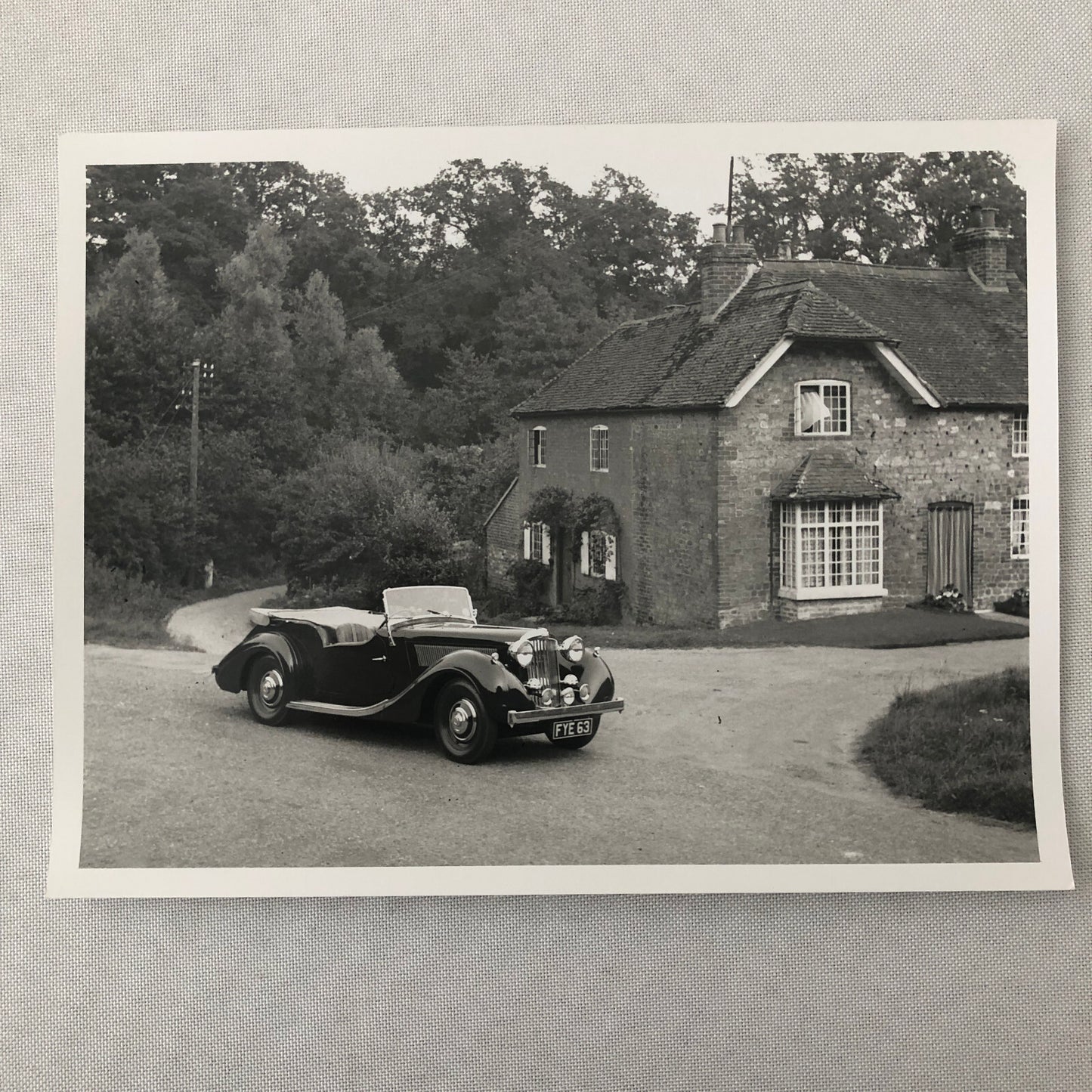 Vintage Car Automobile Outside Estate Home Photo Photograph Print - Lagonda ? 