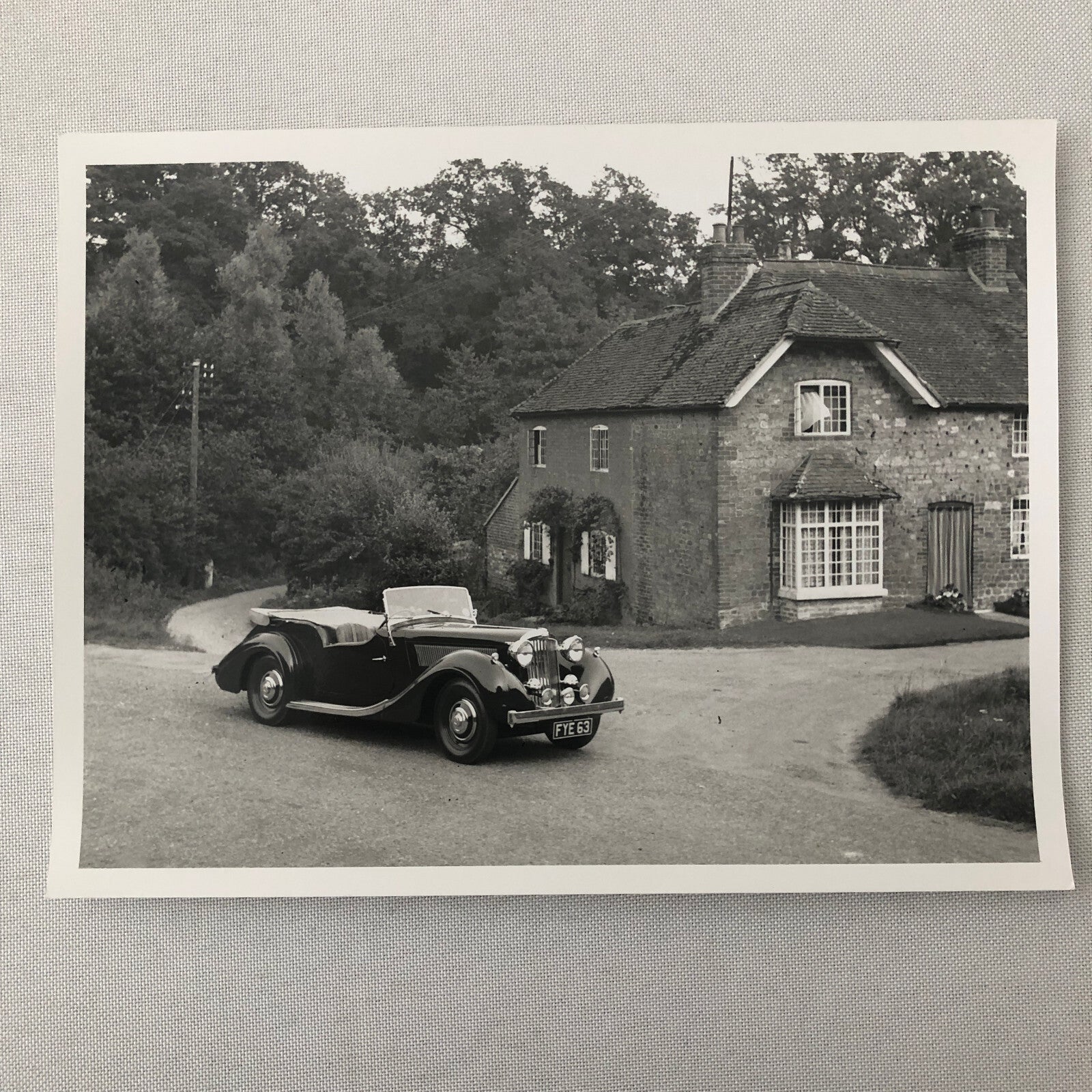 Vintage Car Automobile Outside Estate Home Photo Photograph Print - Lagonda ? 
