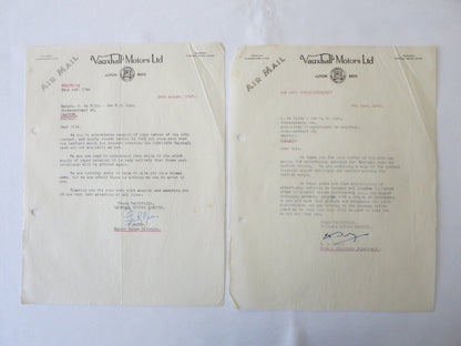 1946 - 1959 Vauxhall Car Company Letter Letterhead Document Lot of 12