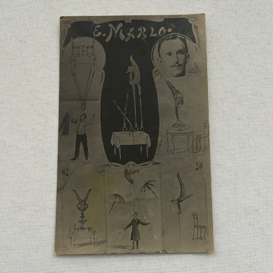 Vintage Circus Act Postcard Post Card E Marlo Acrobat Juggling Balancing Act
