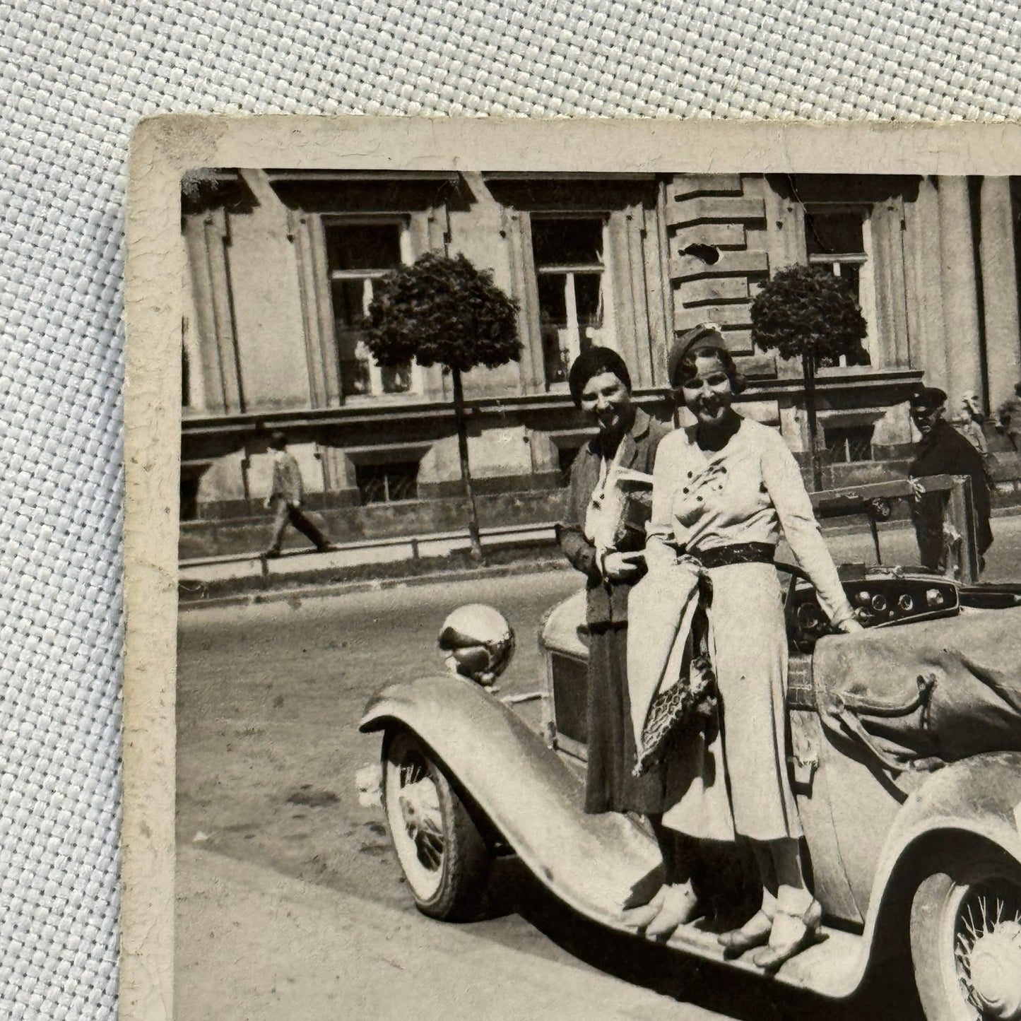 Vintage Car Roadster Snapshot Photo Photograph Print Women with Automobile