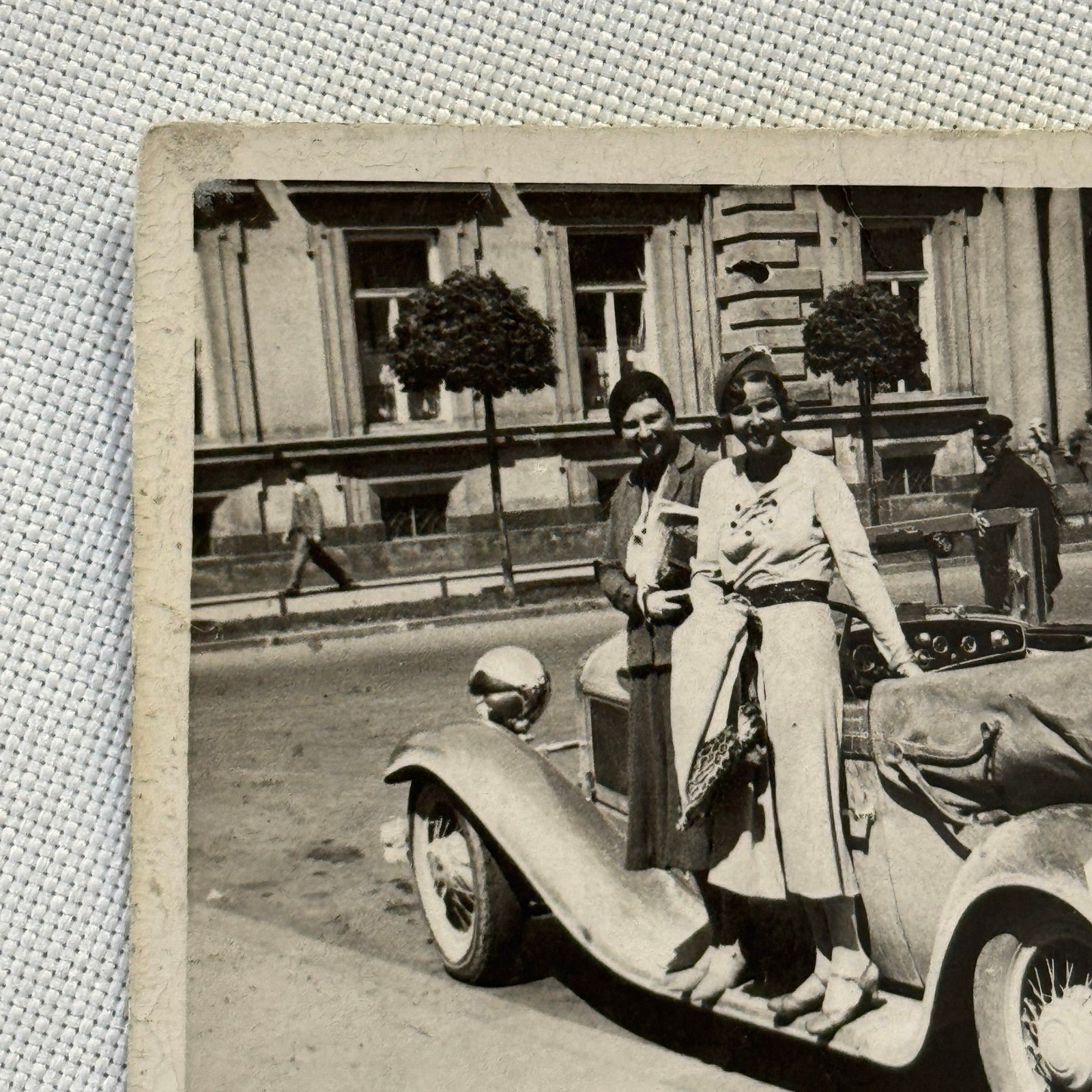 Vintage Car Roadster Snapshot Photo Photograph Print Women with Automobile