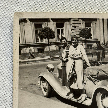Vintage Car Roadster Snapshot Photo Photograph Print Women with Automobile