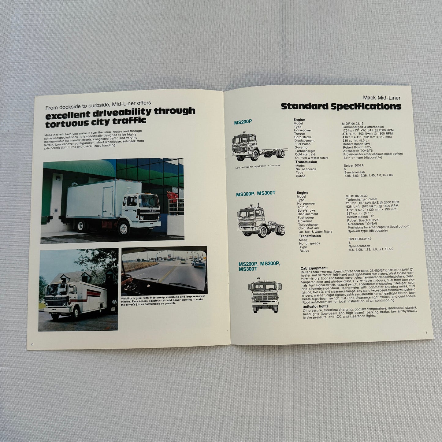 Mack Midliner Tractor Truck Sales Brochure Catalog MS200P MS300P MS300T