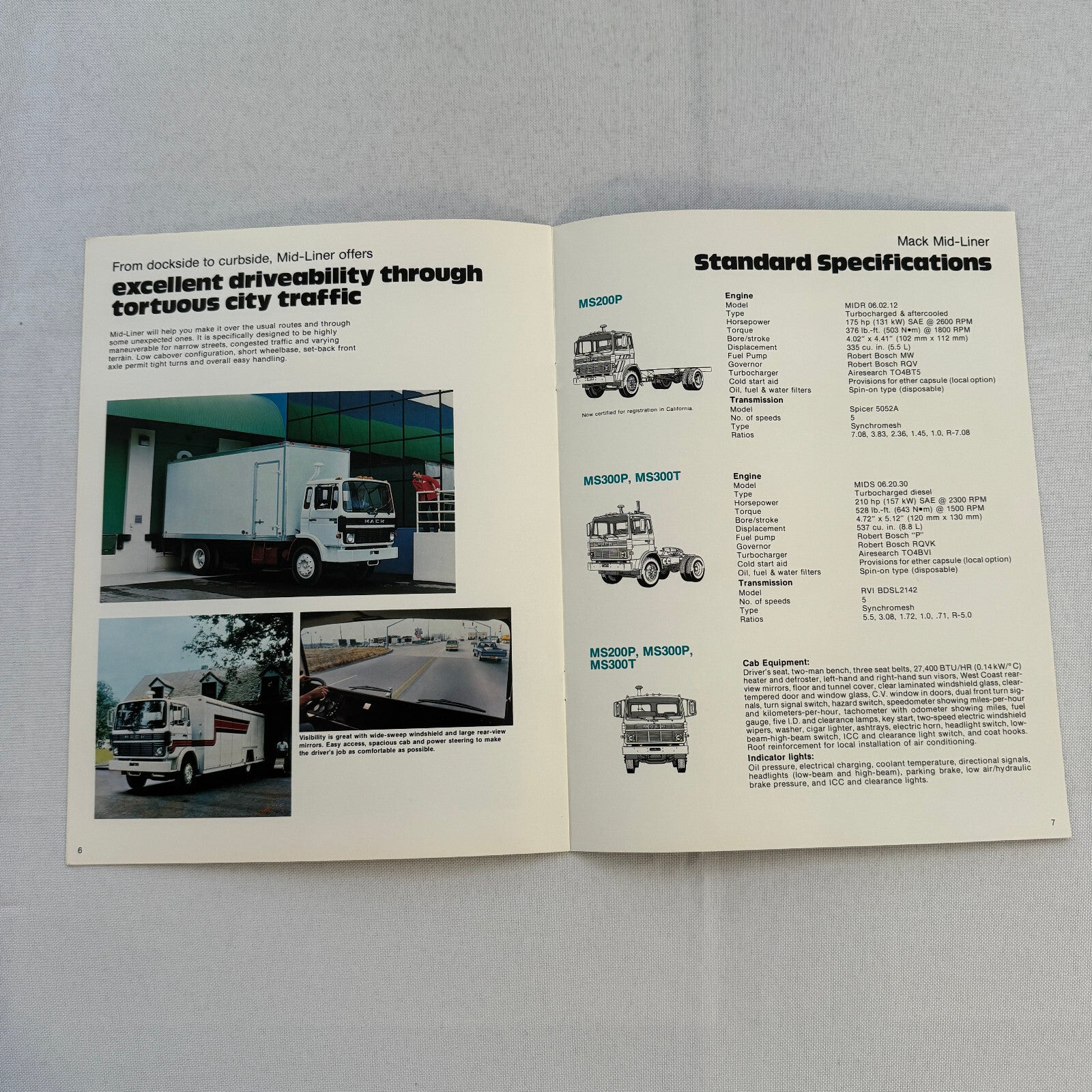 Mack Midliner Tractor Truck Sales Brochure Catalog MS200P MS300P MS300T