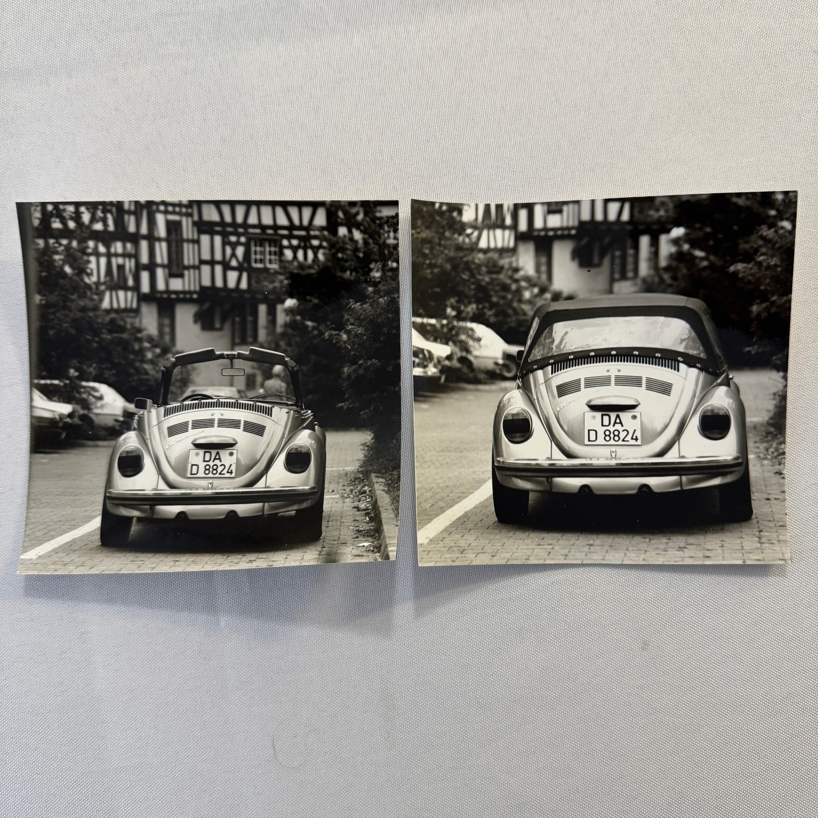 Vintage Volkswagen VW Beetle Convertible Cabriolet Photo Photograph Print Lot 2x