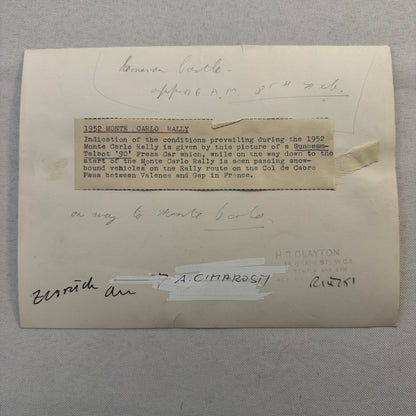 1952 Monte Carlo Rally Sunbeam Talbot 90 Car Press Photo Photograph Vintage