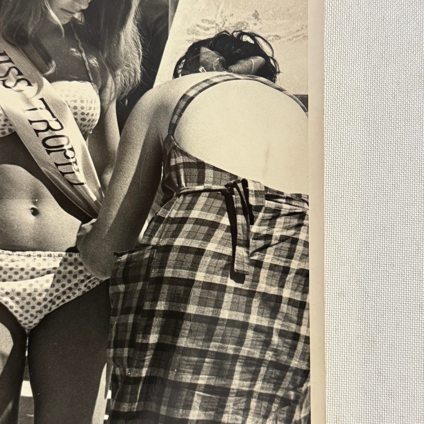 Vintage 1960s Miss Trophy Beauty Contest Bikini Model at Car Race Original Photo