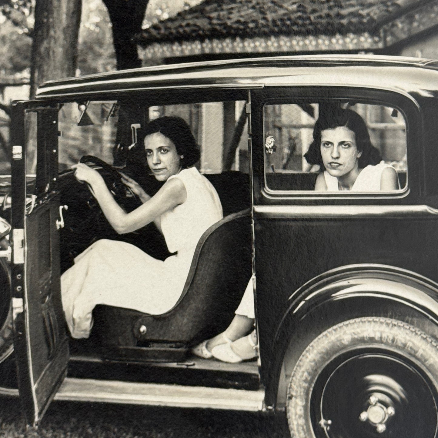 Antique Car Automobile Women Italian Real Photo Postcard RPPC Photograph