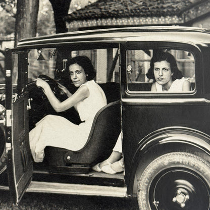 Antique Car Automobile Women Italian Real Photo Postcard RPPC Photograph