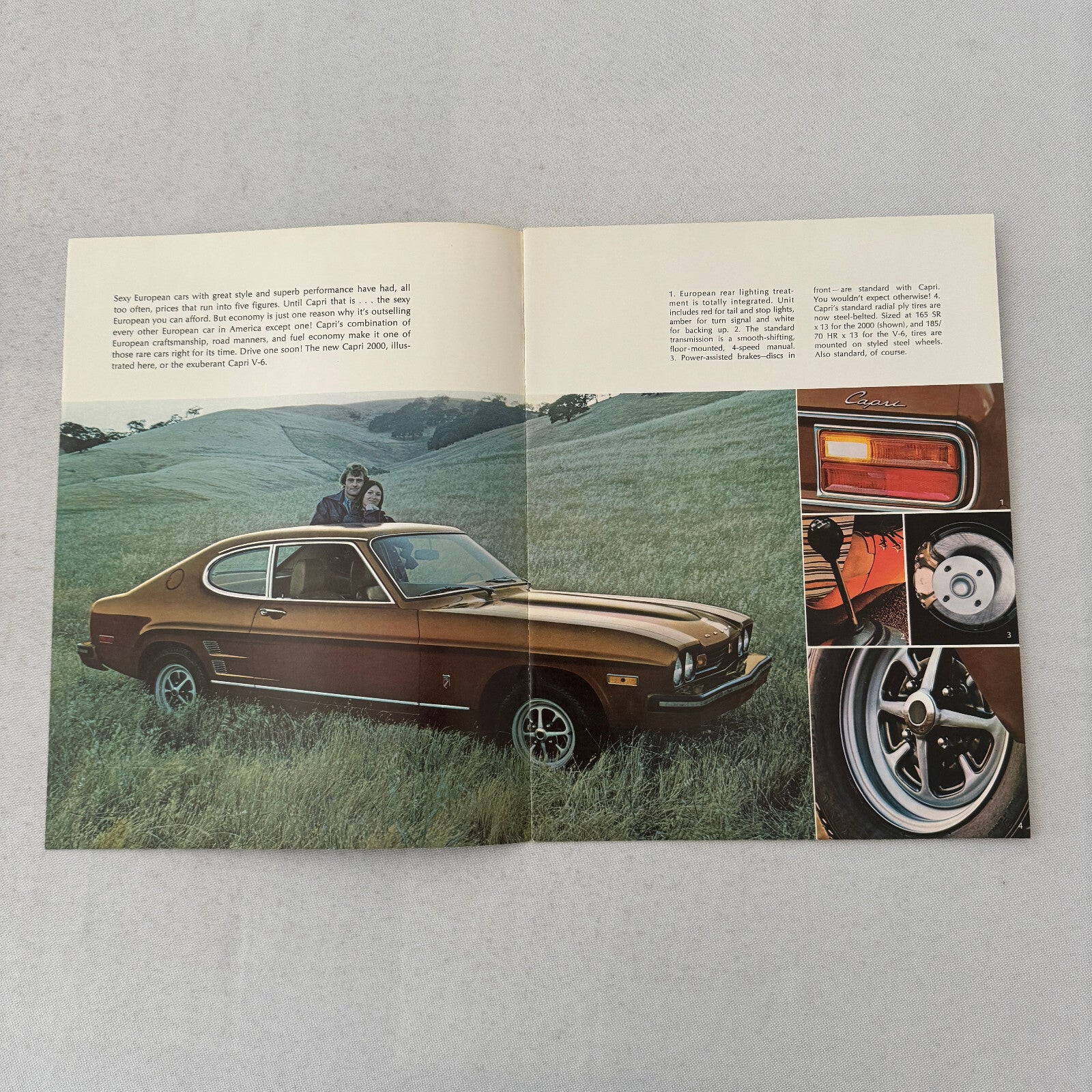 Capri 2000 and Capri V6 Car Sales Brochure Catalog Advertising Mercury Capri