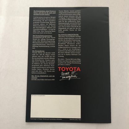 Vintage Toyota MR2 Car Sales Brochure Catalog Advertising GERMAN TEXT