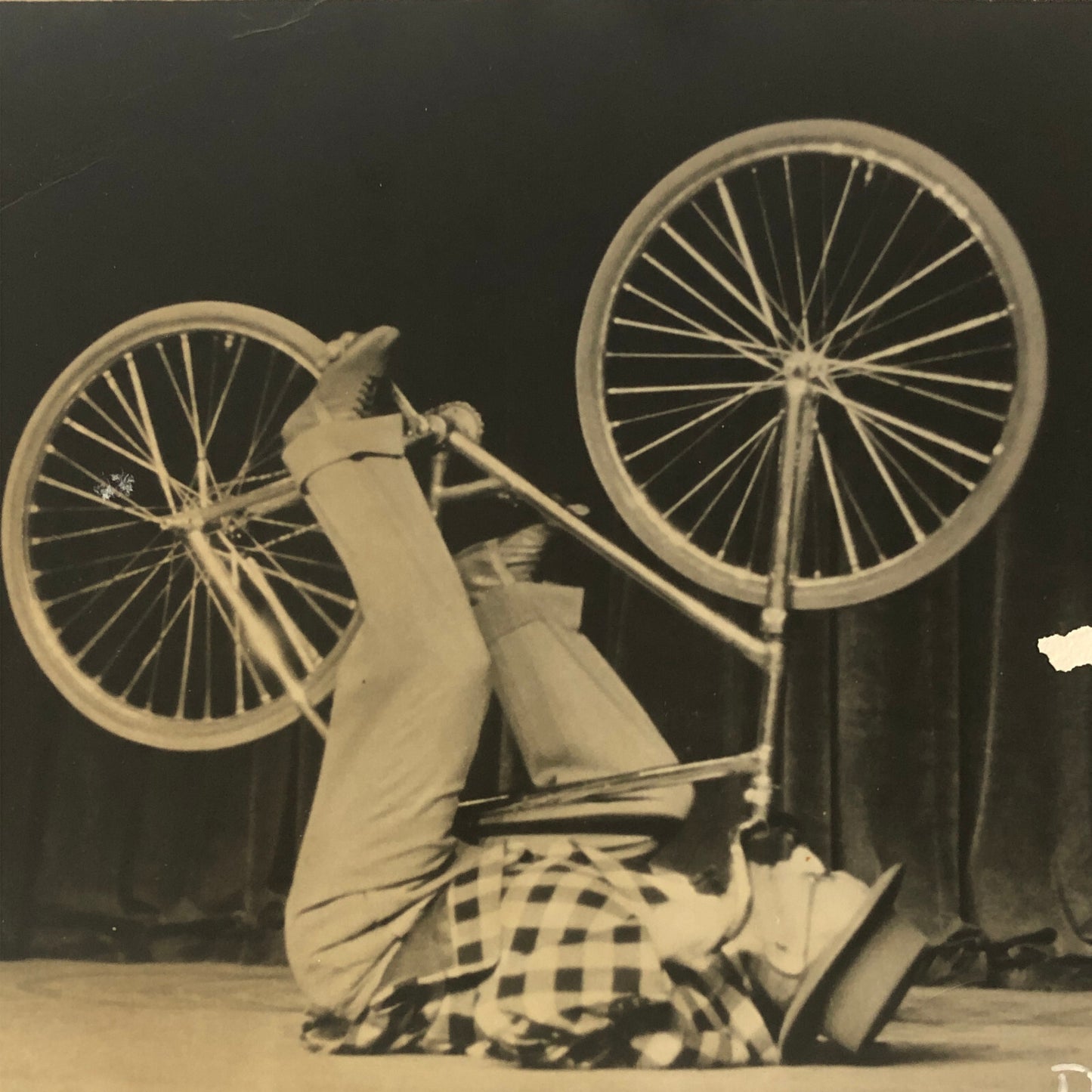 Vintage Circus Photo Clown on Bicycle Performer Berlin Germany Photograph