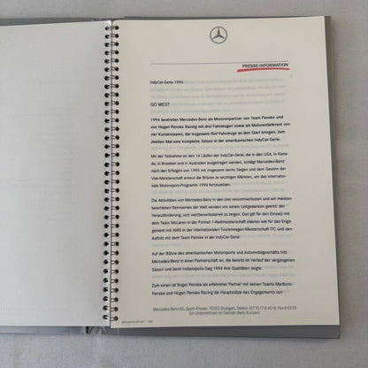 1996 Mercedes Marlboro Indy Car Racing Press KIt Paul Tracy Emerson Fittipaldi