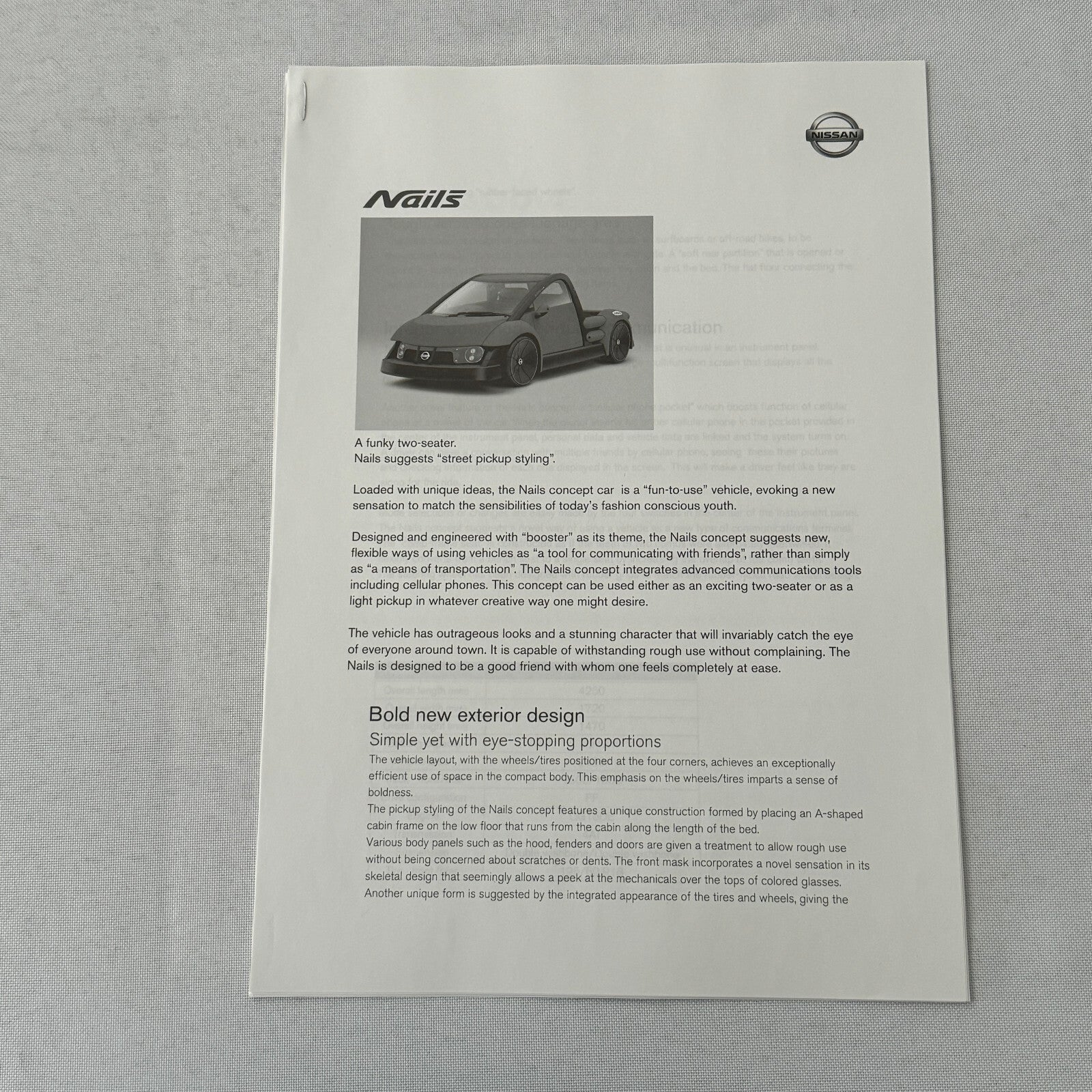 Nissan Tokyo Motor Show Concept Car Press KIt Brochure with CD Fairlady Z Nails
