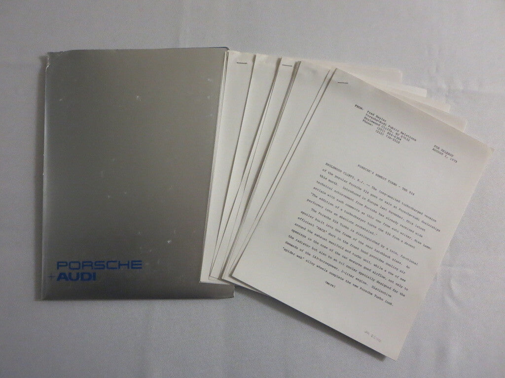 1980 Porsche & Audi Press Kit Brochure w/ Photos 911 928 924 Turbo 4000 5000 +