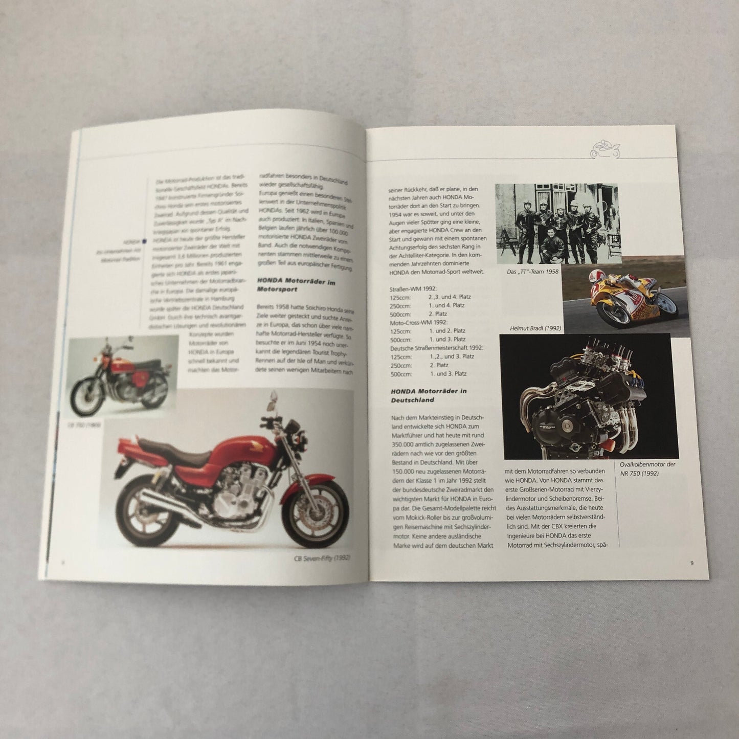 Honda Sales Brochure NSX Motorcycle Catalog GERMAN Text