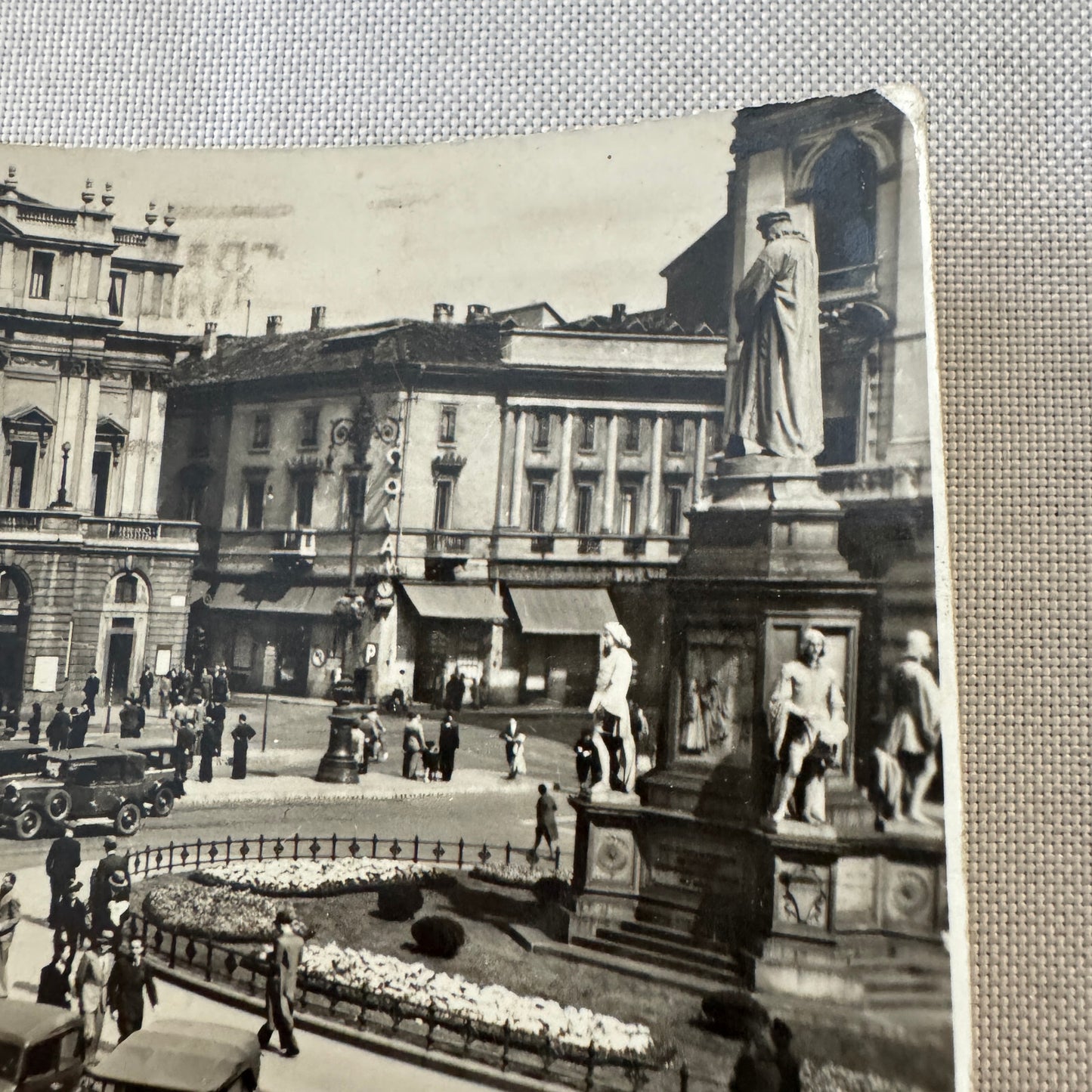 Vintage Italian Postcard Post Card Piazza E Teatro Alla Scala Cars Automobile