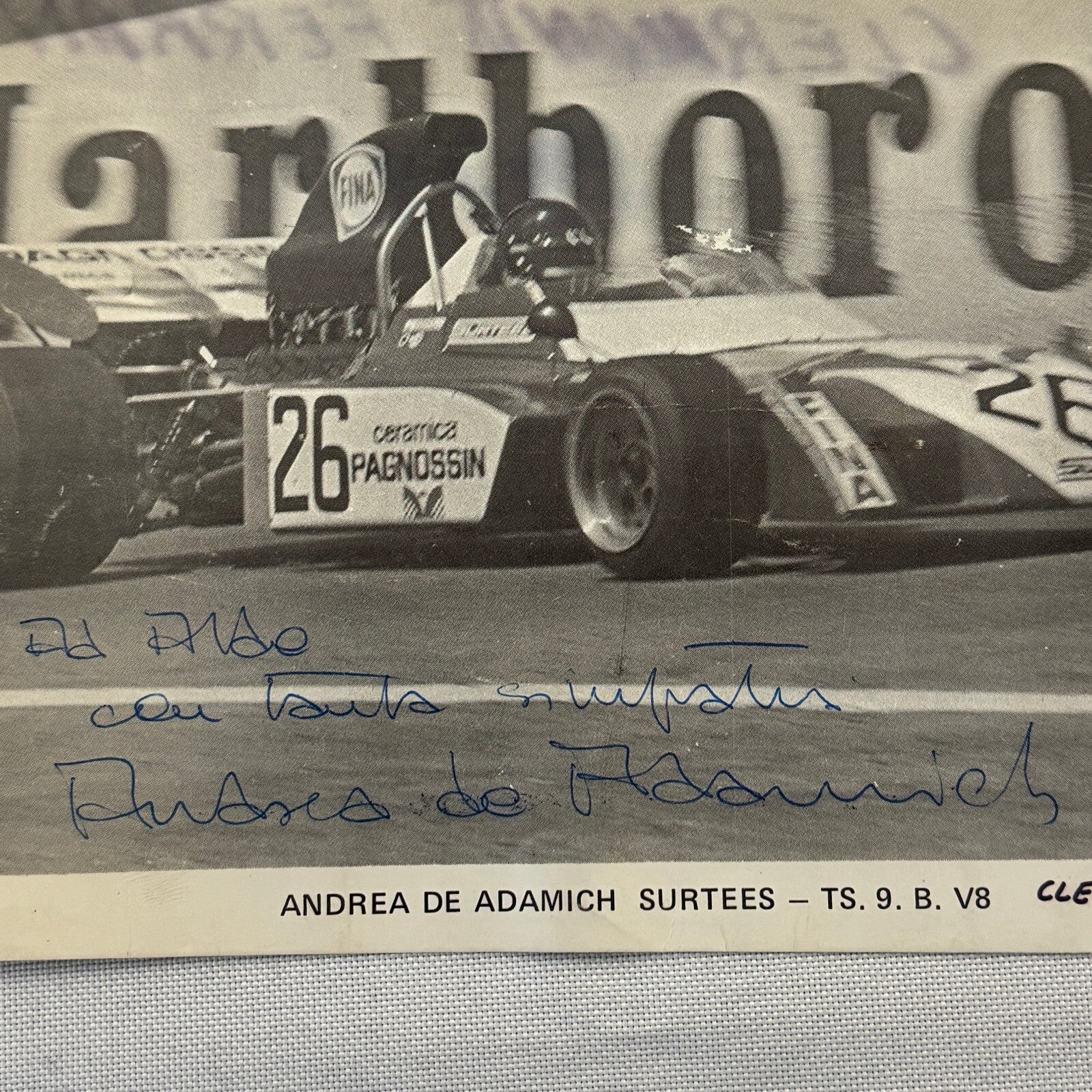 Andrea de Adamich Racing Driver Photo Photograph Surtees Signed Autograph