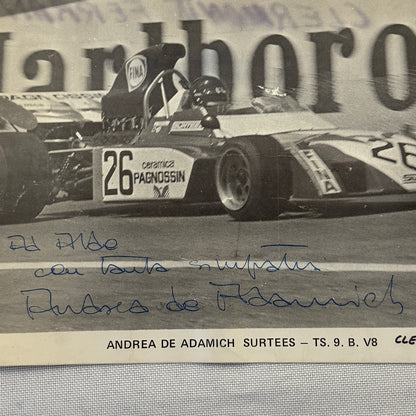 Andrea de Adamich Racing Driver Photo Photograph Surtees Signed Autograph