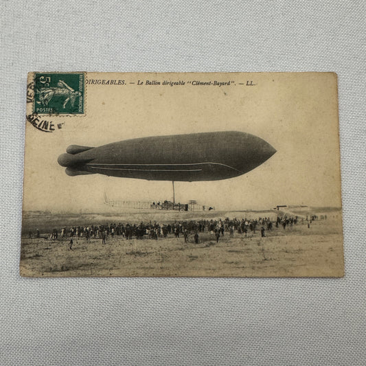 Vintage Zeppelin Airship Dirigible Postcard Post Card French Le Clement Bayard