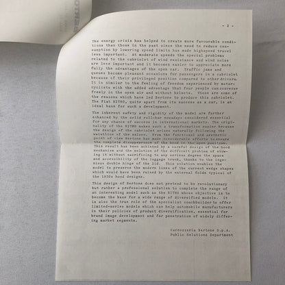 1979 Bertone Ritmo Cabriolet Convertible Press Kit with Photos Fiat Ritmo