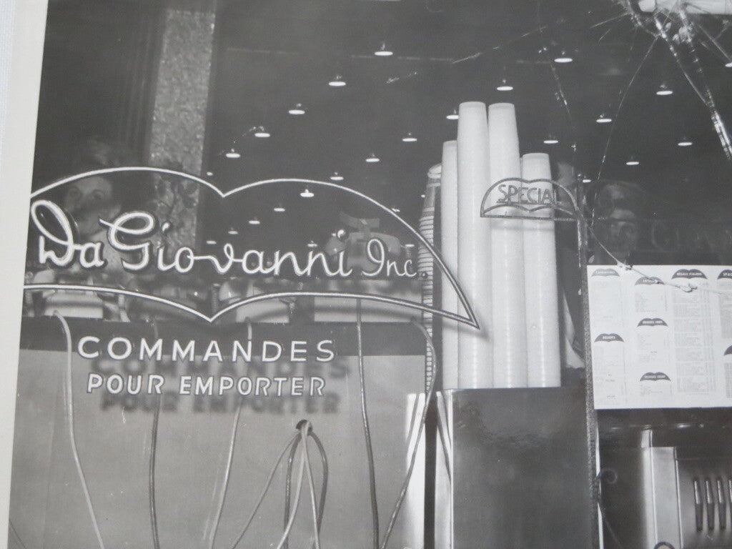 Vintage Montreal Photo Bullet Holes Restaurant Window Crime Scene Photograph