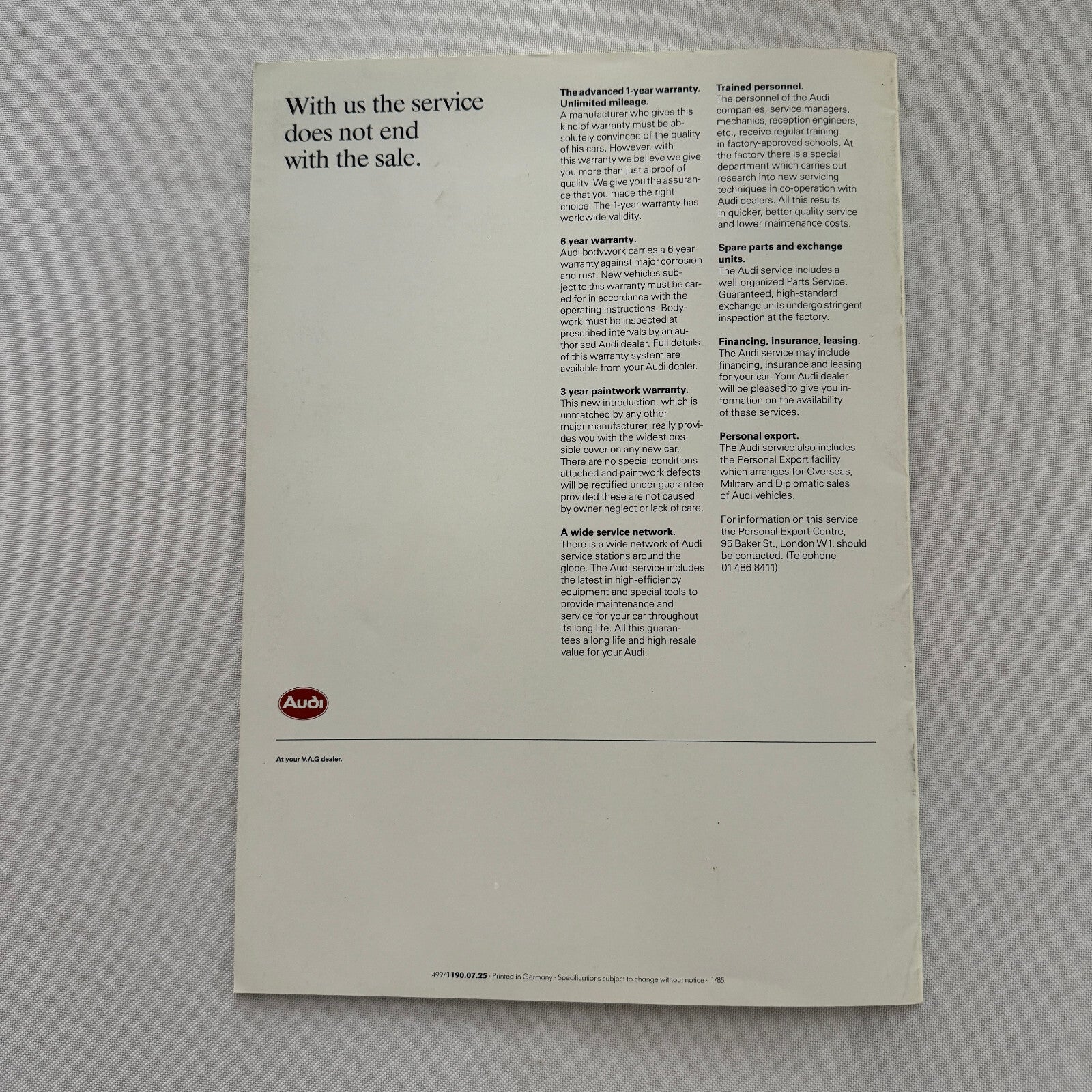 Audi Coupe Sales Brochure Catalog Advertising Audi Coupe GT 1985