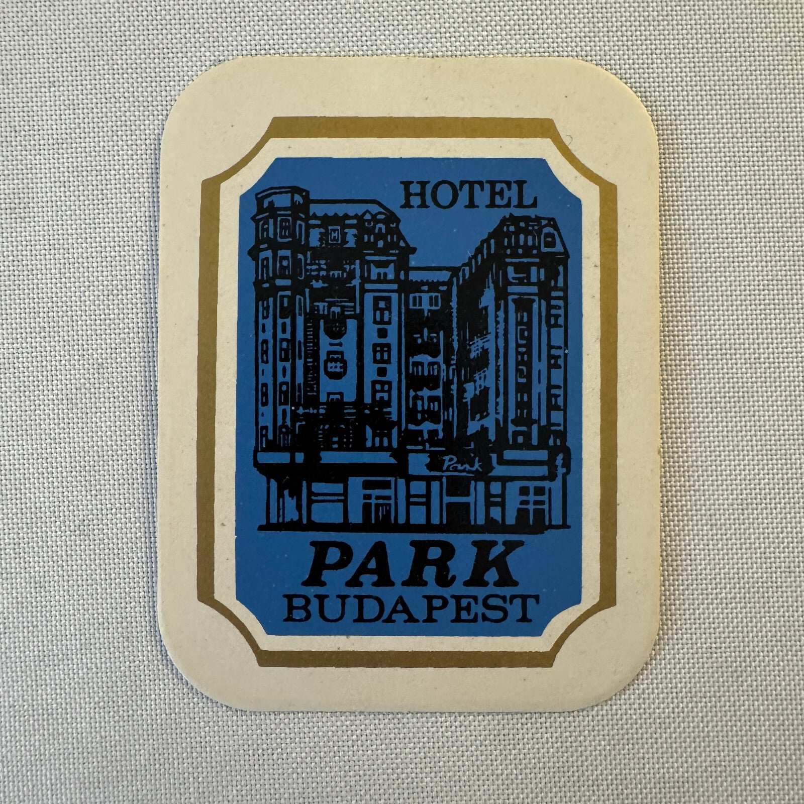 Vintage Hotel Travel Luggage Label Hotel Park Budapest Hungary Hungarian