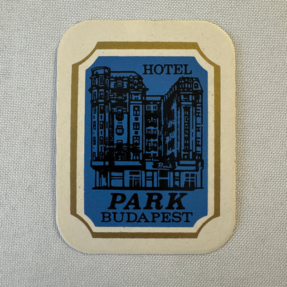 Vintage Hotel Travel Luggage Label Hotel Park Budapest Hungary Hungarian