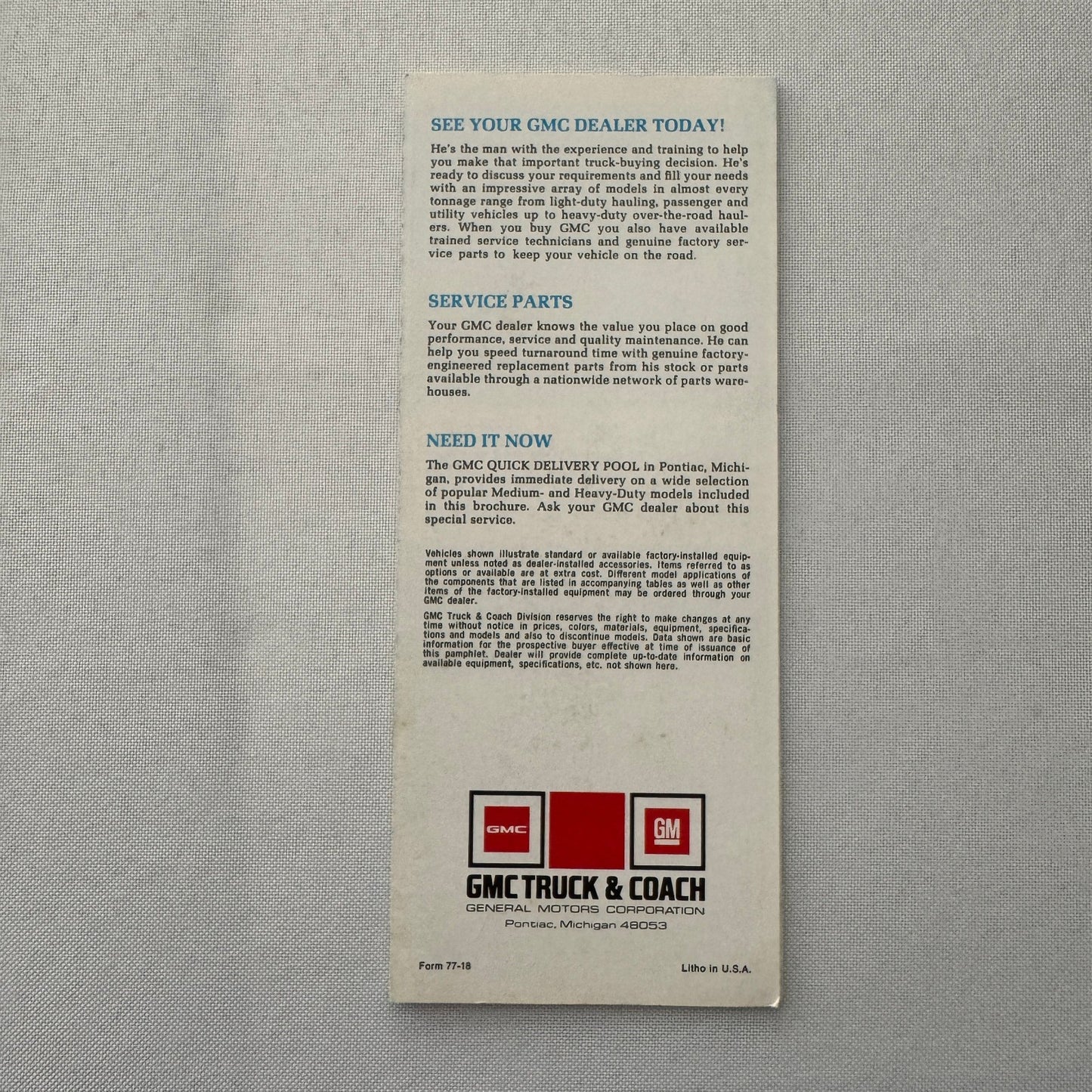 1977 GMC Truck Sales Brochure Catalog PIckup Suburban Van Casa Grande Camper +