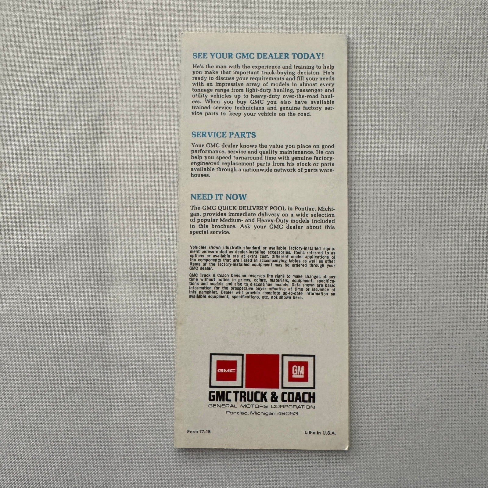 1977 GMC Truck Sales Brochure Catalog PIckup Suburban Van Casa Grande Camper +