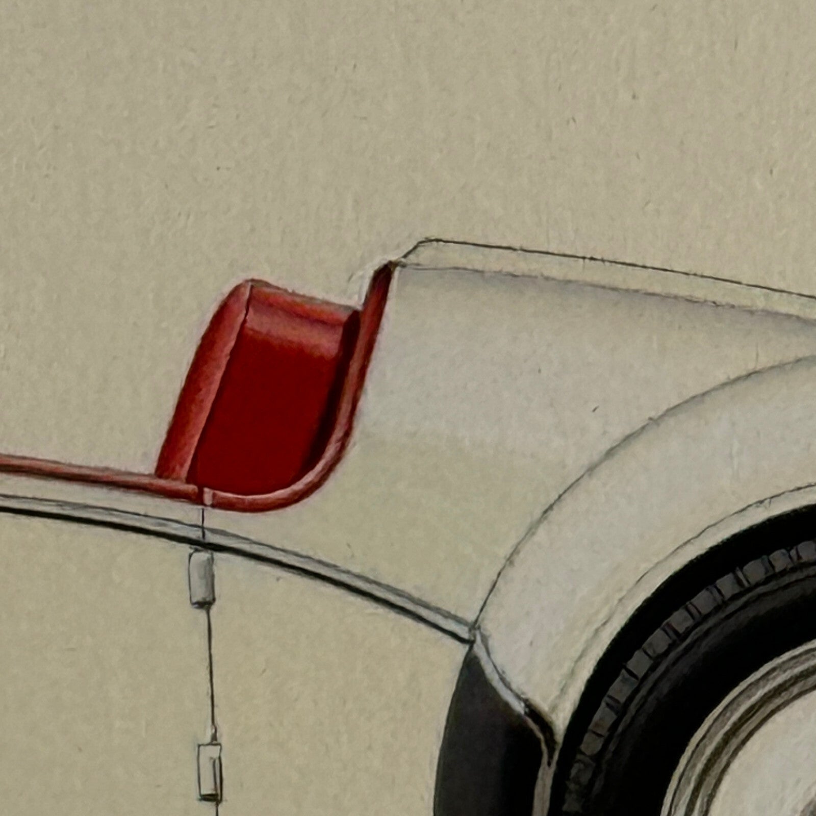 1935 Adler Trumpf Junior Sport Car Illustration Art Drawing Hand Drawn Vintage