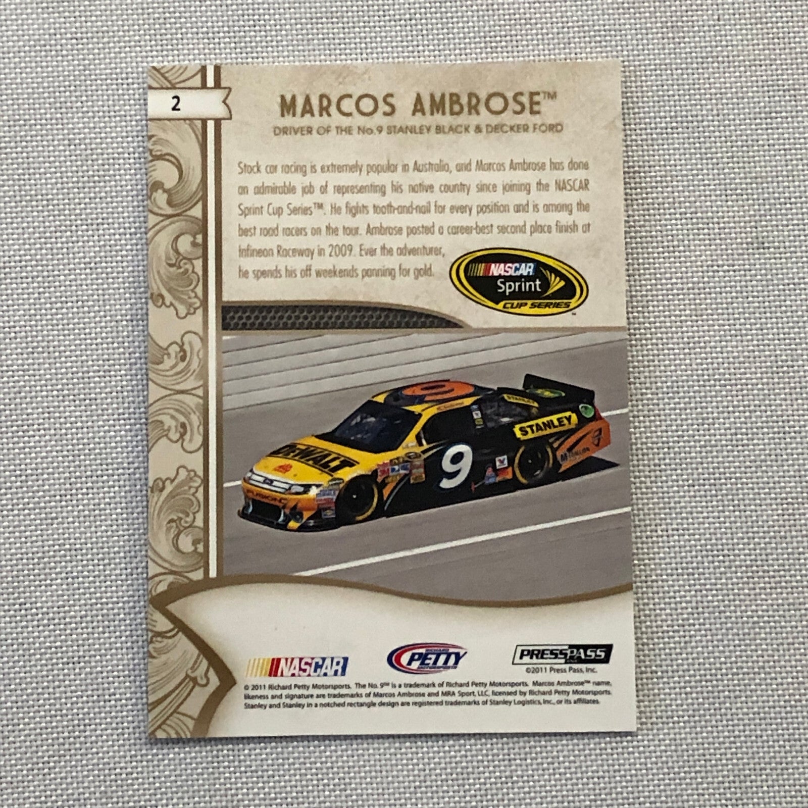2011 Press Pass Fancare Marcos Ambrose Nascar Racing Card Parallel # /25