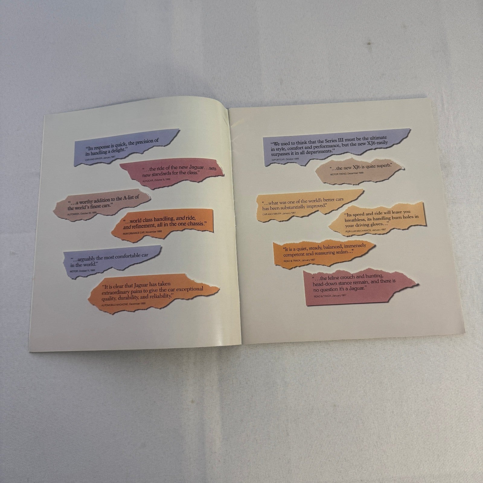 1987 Jaguar XJ6 and XJ6 Sovereign Car Sales Brochure Catalog Advertising Vintage