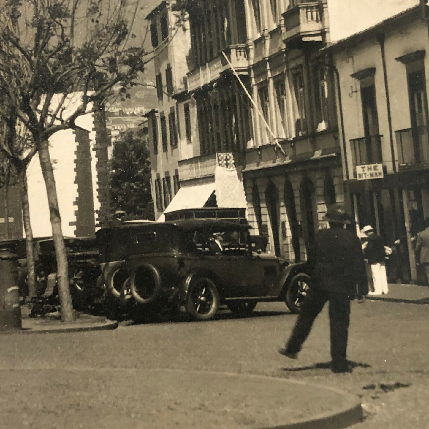 Vintage Antique Photo Photograph Cars on Street Scene Fiat ? 