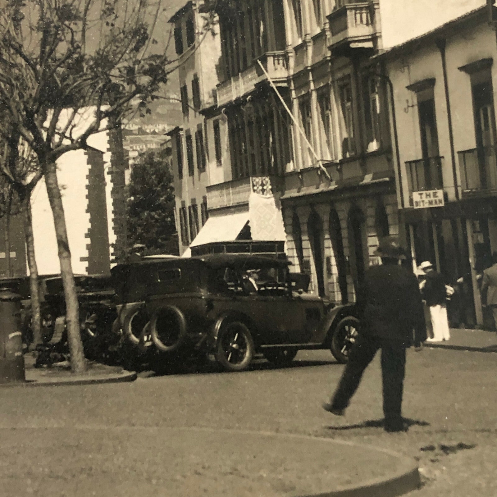 Vintage Antique Photo Photograph Cars on Street Scene Fiat ? 