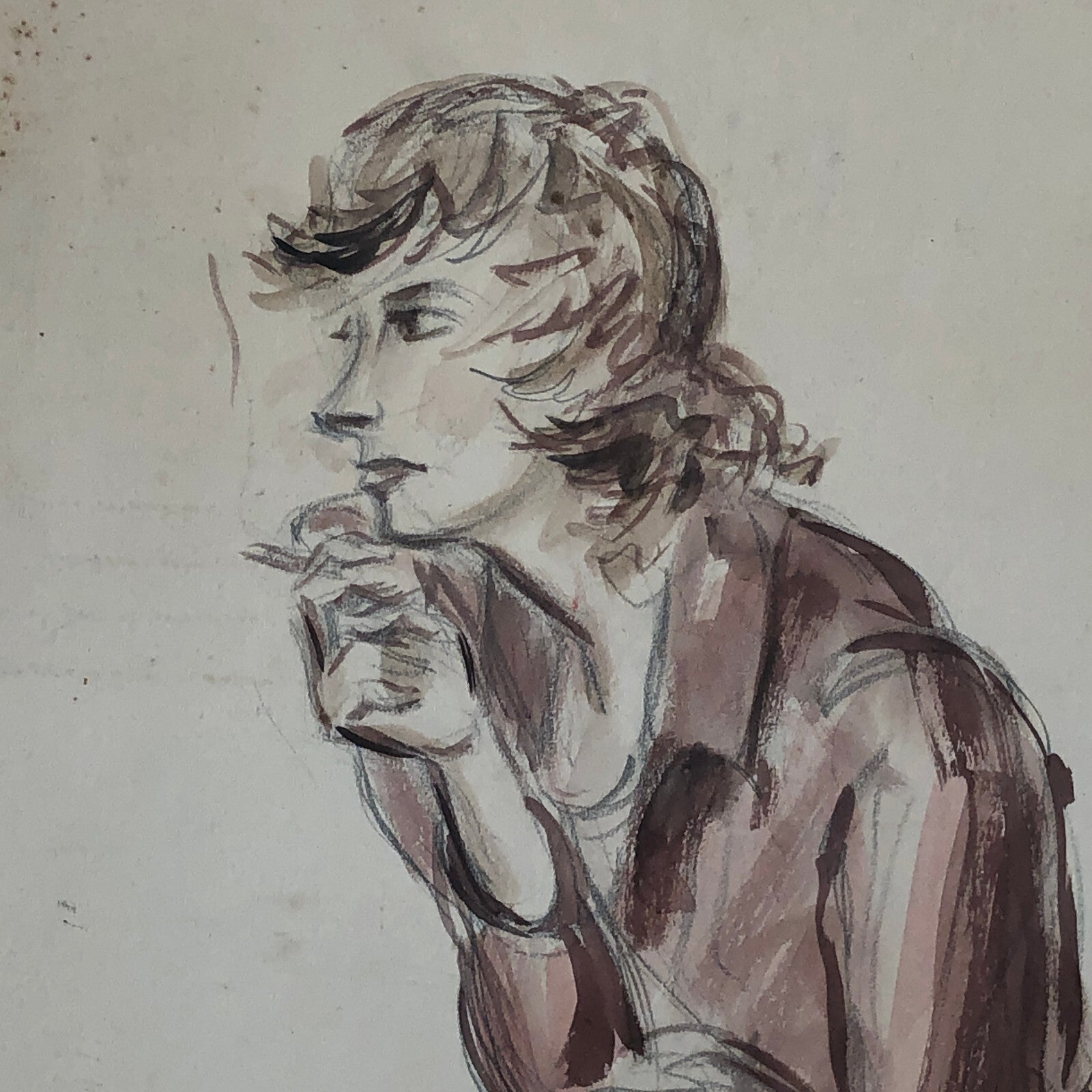 Vintage Painting Art Artwork Artist Arthur E Sudler Smoking Woman