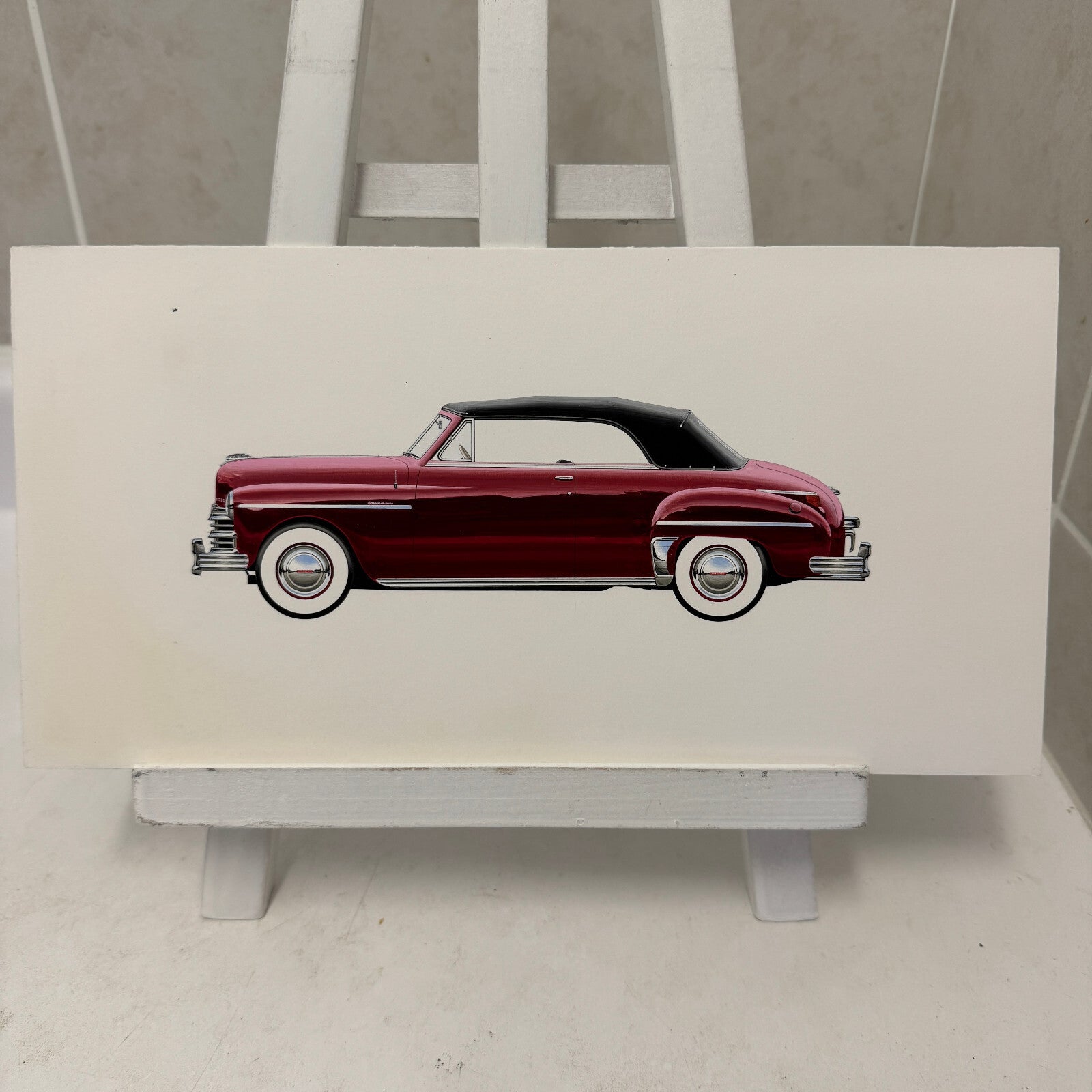 1949 Plymouth Special Deluxe Convertible Automobile Illustration Art Drawing