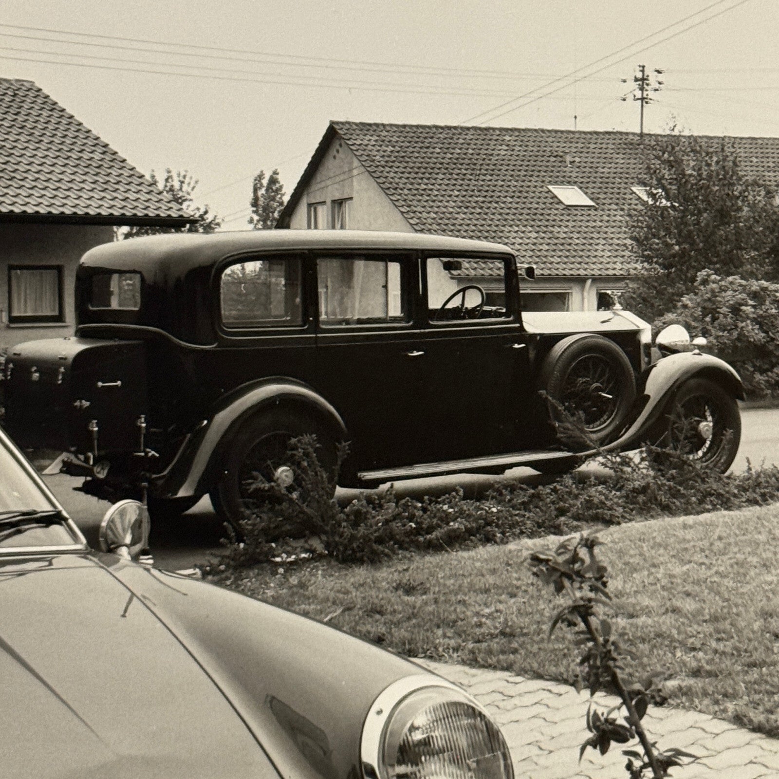 Porsche 911 with Antique Rolls Royce Car Vintage Photo Photograph