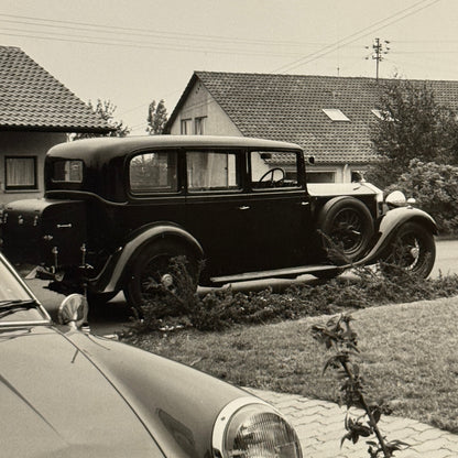 Porsche 911 with Antique Rolls Royce Car Vintage Photo Photograph